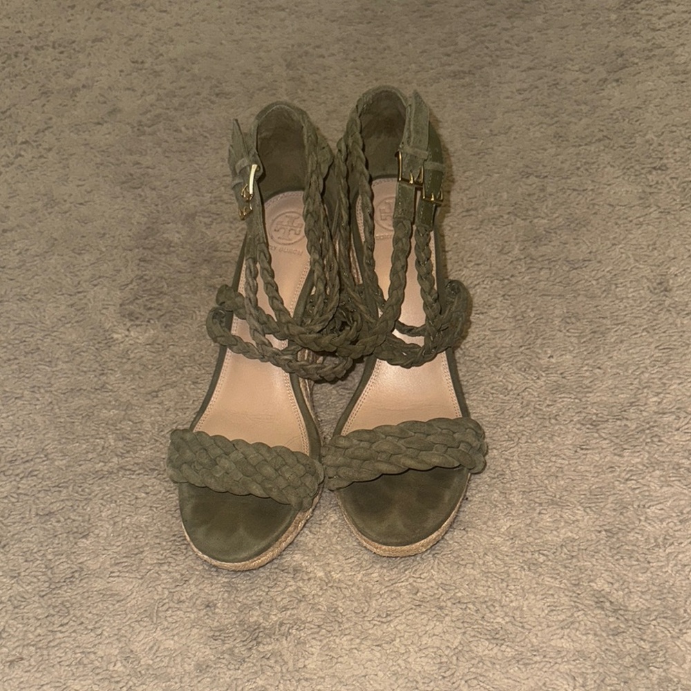 Tory Burch - Suede Braided Olive Green Sandals - Sz 9